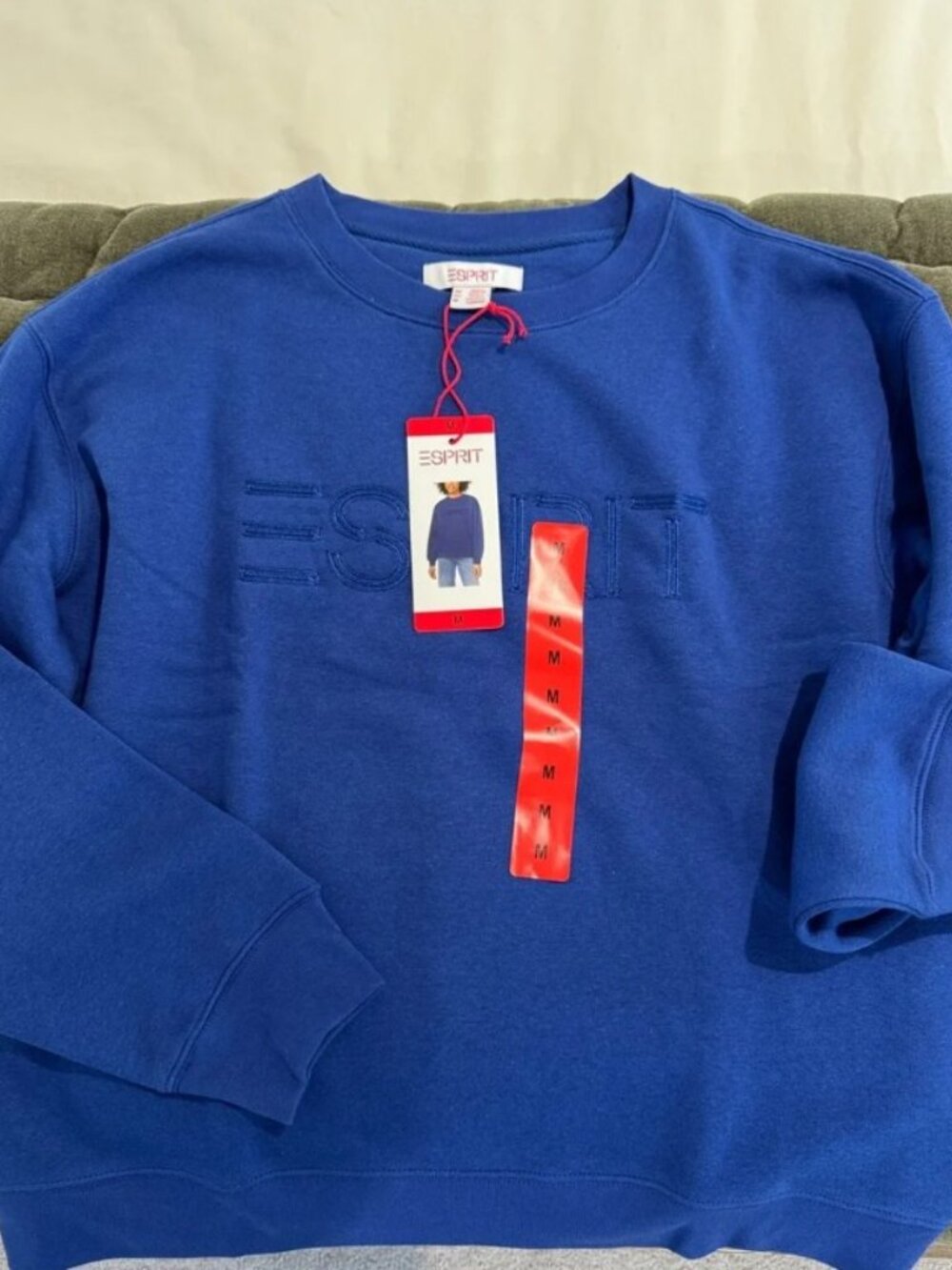 SKIP THE LINES  Esprit Blue Embroidered Logo Crewneck Sweatshirt